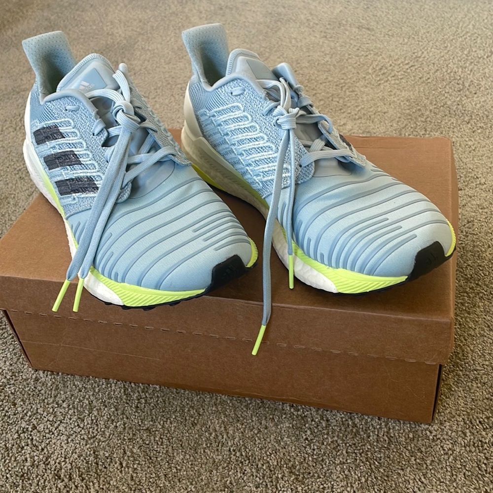Adidas Women’s Solar Boost Light Blue/ Lime Green